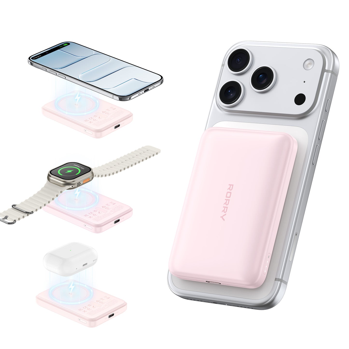 RORRY P2-5000mAh 2-in-1 MagSafeモバイルバッテリー