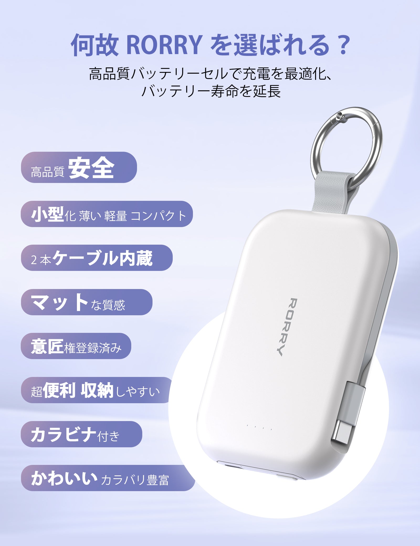 RORRY CharmGo T1 5000mAh キーホルダー型 モバイルバッテリー